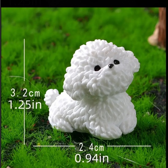 4 Piece Set Miniature Tiny White Dog Maltese Style Figurines - Picture 10 of 10